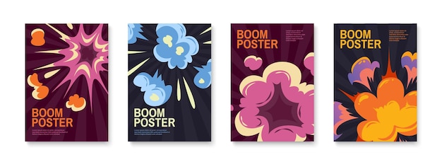 Gratis Vector cartoon explosie posters set
