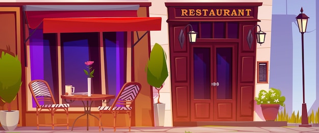 Gratis Vector cartoon restaurant buiten het eetgedeelte