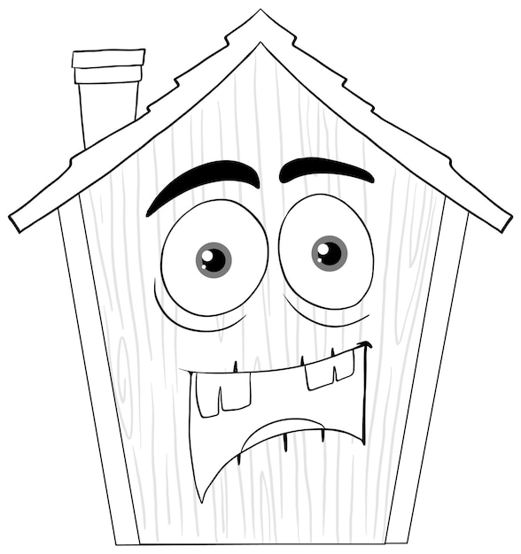 Gratis Vector cartoonhuis met een verbaasde uitdrukking