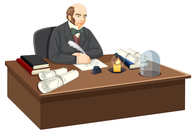 Gratis Vector charles darwin schrijfboek