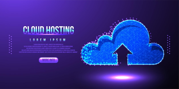 Gratis Vector cloud hosting upload low poly wireframe mesh
