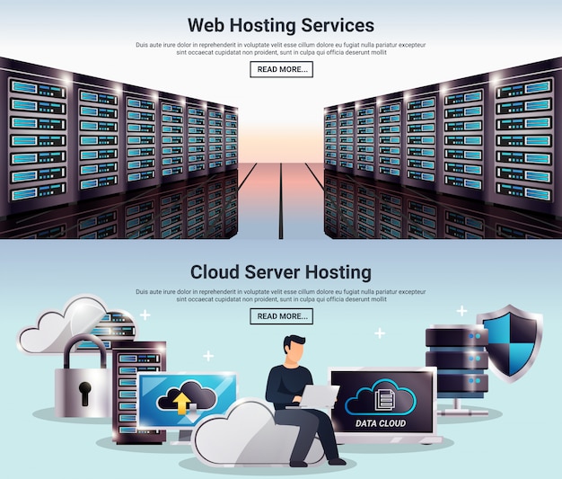Gratis Vector datacenter-bannerset