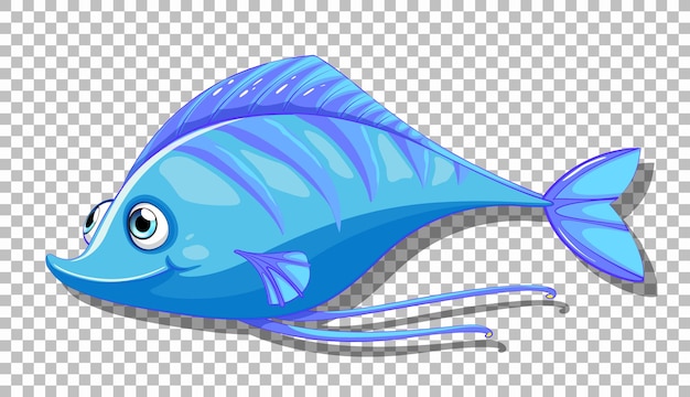 Gratis Vector een vis stripfiguur geïsoleerd op transparant