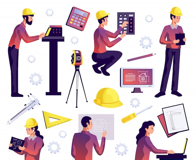 Gratis Vector engineering geïsoleerde set