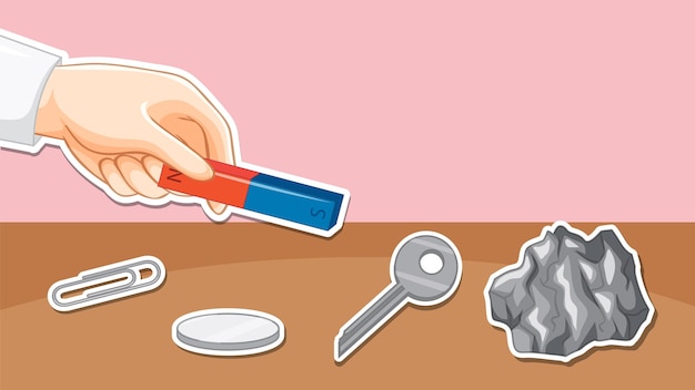 Gratis Vector experiment met magneet en objecten