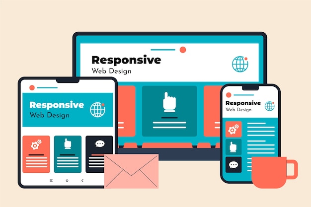 Gratis Vector flat design responsive website design