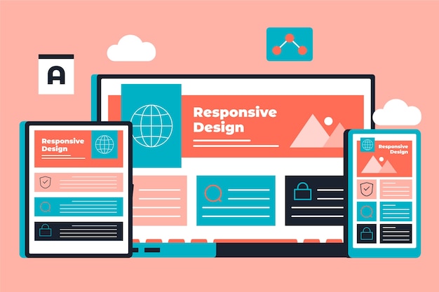 Gratis Vector flat design responsive website design