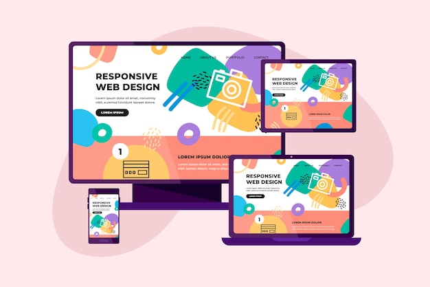 Gratis Vector flat design responsive website design
