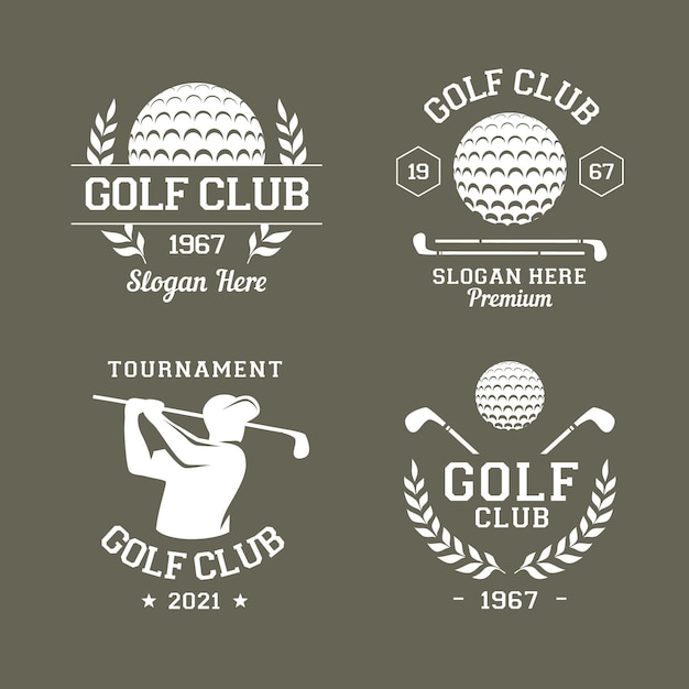 Gratis Vector flat golf logo collectie