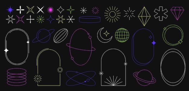 Gratis Vector flat modern minimalistisch y2k esthetische elementen set