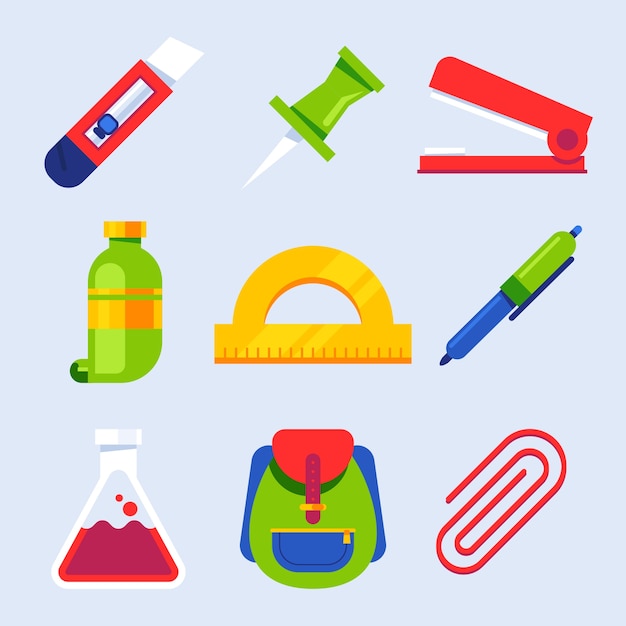 Gratis Vector flat terug naar school elementen collectie