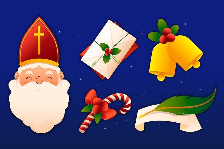 Gratis Vector gradiënt sinterklaas elementen verzameling