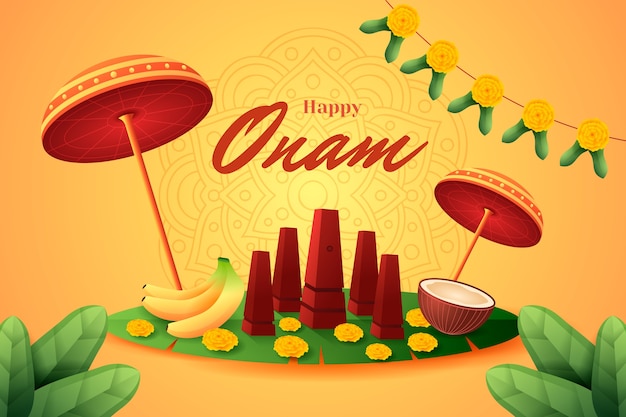 Gratis Vector gradiënte achtergrond voor de viering van het onamfestival