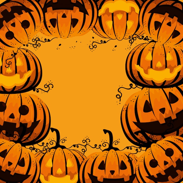 Gratis Vector halloween-kaart met pompoenenpatroon