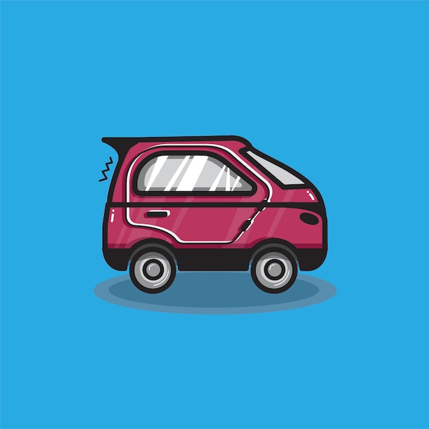 Gratis Vector hand getekend rode microcar illustratie