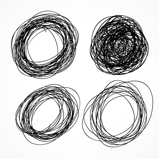 Gratis Vector hand getekende cirkel scribble set