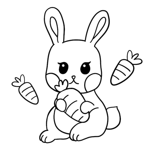 Gratis Vector hand getekende platte ontwerp konijn overzicht