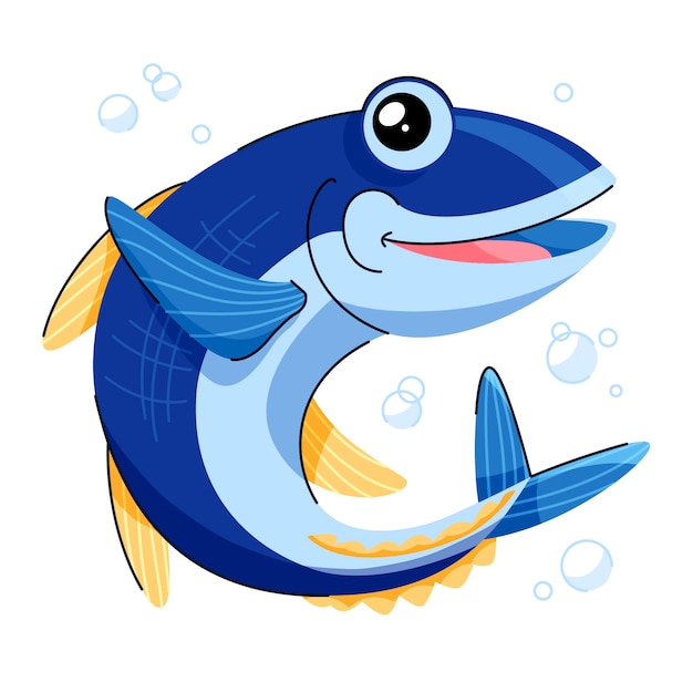 Gratis Vector hand getekende tonijn cartoon afbeelding