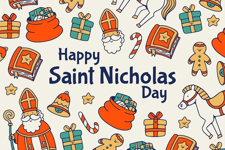 Gratis Vector hand getrokken sinterklaasachtergrond
