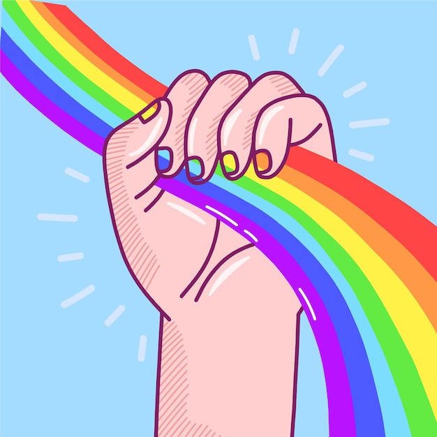 Gratis Vector hand met de regenboog