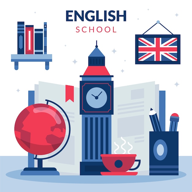 Gratis Vector handgetekende engelse schoolillustratie