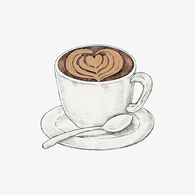 Gratis Vector handgetekende latte art-drank