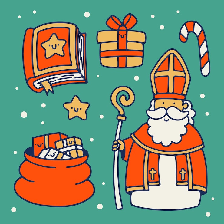 Gratis Vector handgetekende sinterklaaselementencollectie