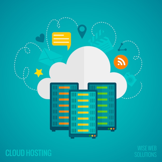 Gratis Vector hosting concept flat