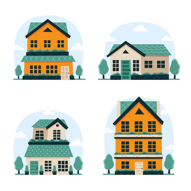 Gratis Vector huispakket met plat ontwerp