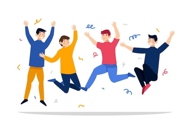 Gratis Vector jeugddagviering met springende mensen