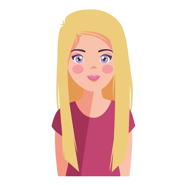 Gratis Vector jonge vrouw met lang haar, blond