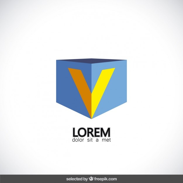 Gratis Vector kubus logo met de letter v