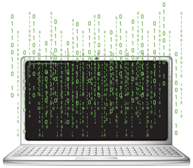 Gratis Vector laptop met binaire codescherm