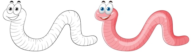 Gratis Vector leuke cartoon worm vector illustratie set