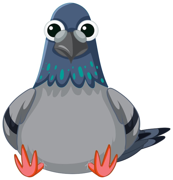 Gratis Vector leuke pigeon bird cartoon character zit geïsoleerd