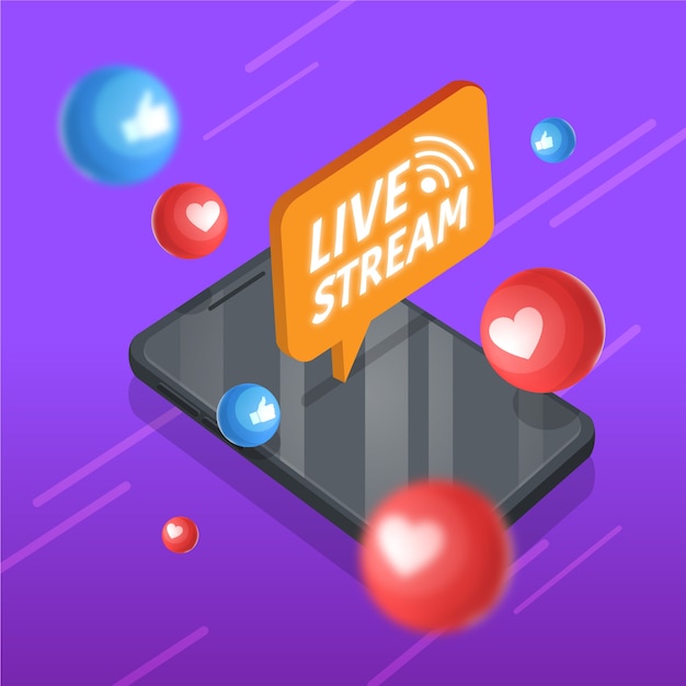 Gratis Vector live stream concept