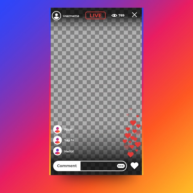 Gratis Vector live stream instagram-interface