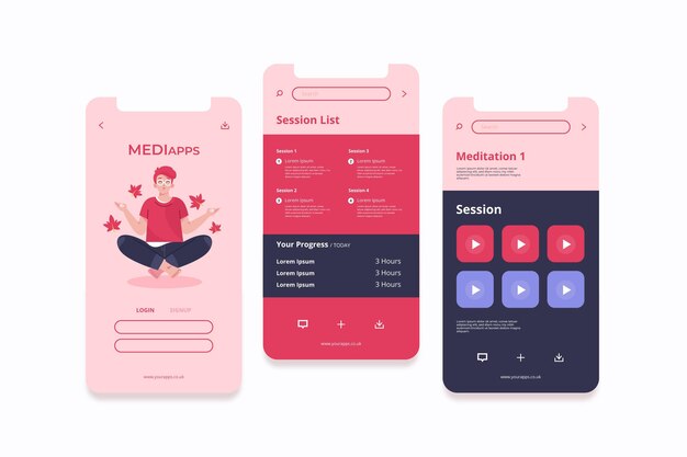 Gratis Vector meditatie app-interface concept