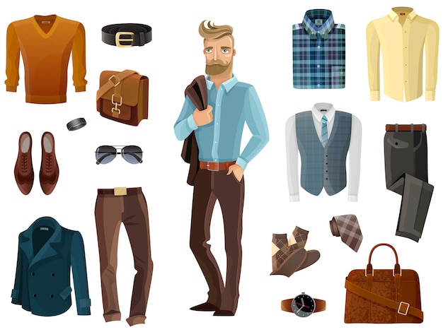 Gratis Vector mode man set