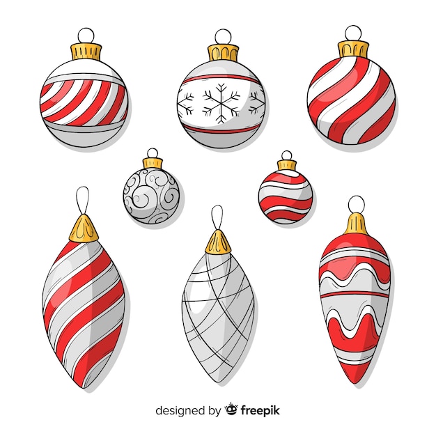Gratis Vector mooie hand getrokken bal kerstinzameling