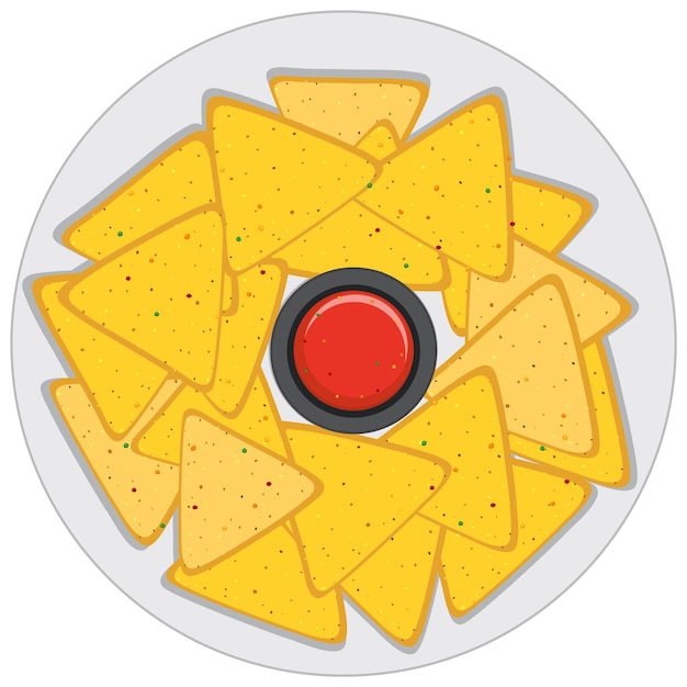 Gratis Vector nachos chips met dip saus
