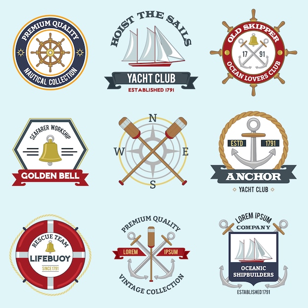 Gratis Vector nautical labels set