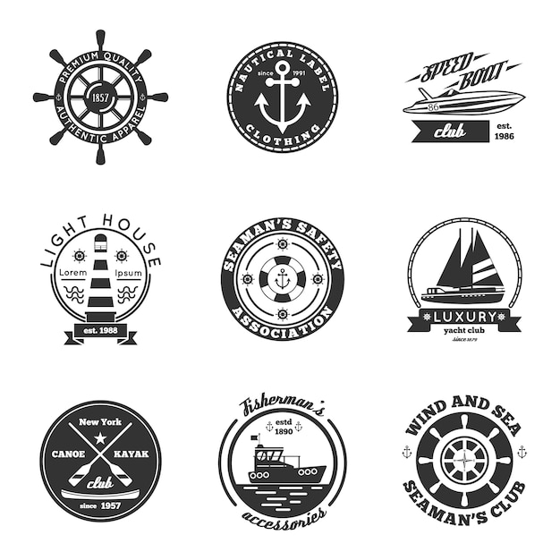 Gratis Vector nautical labels set