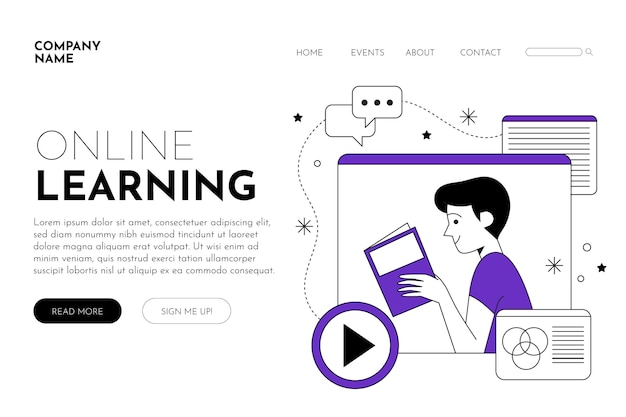 Gratis Vector plat lineair e-learningplatform