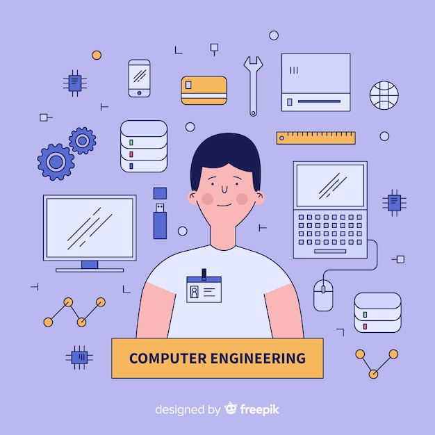 Gratis Vector platte computer engineering concept