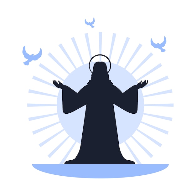 Gratis Vector platte jezus silhouet