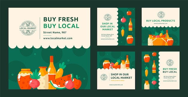 Gratis Vector platte ontwerp lokale markt instagram post