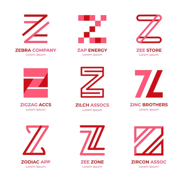 Gratis Vector platte ontwerp z brief logo sjabloonpakket