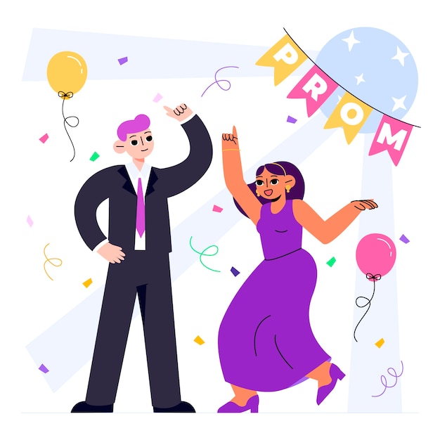 Gratis Vector platte prom illustratie