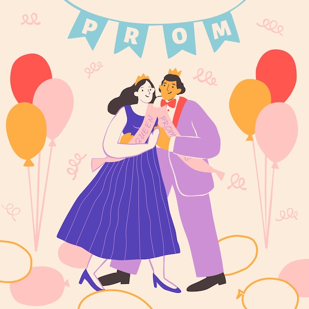 Gratis Vector platte prom illustratie